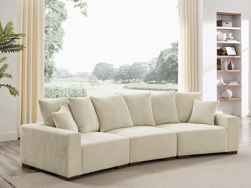3 Seater Modern L-Shaped Couch Modular for Living Room Furniture