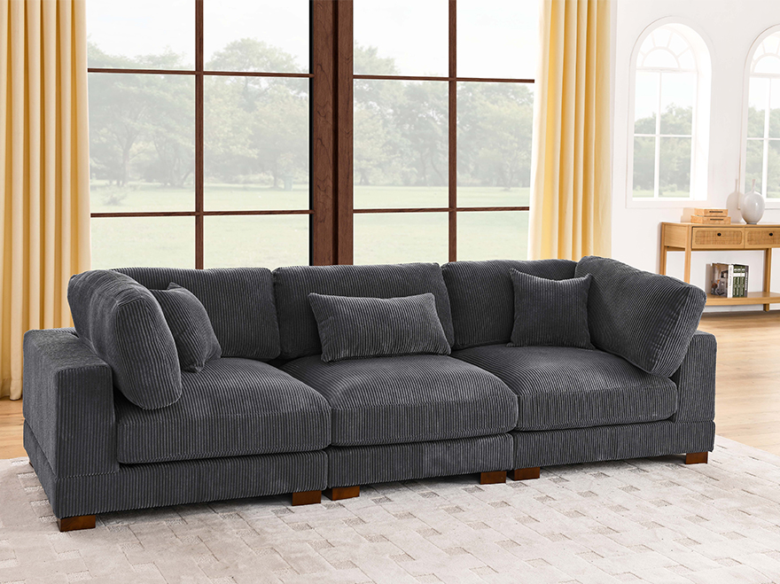 3 Seater Modern Sofa Sectional Modular Corduroy for Living Room