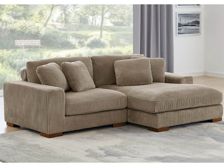 2 Seater Camel Brown Modules Sofa with Chaise & Armrests