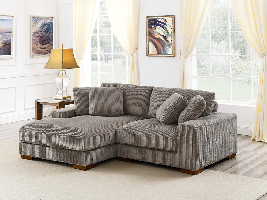 2 Modules Camel Brown Sofa with Chaise & Armrests