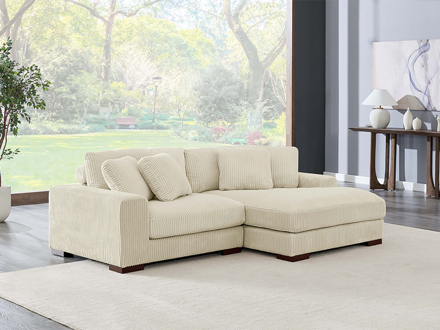 2 Seater Modules Sofa White with Chaise & Armrests