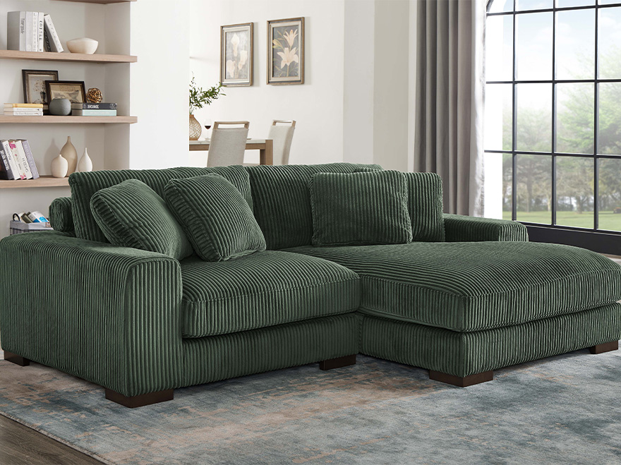 2 Seater Modules Sofa Green with Chaise & Armrests